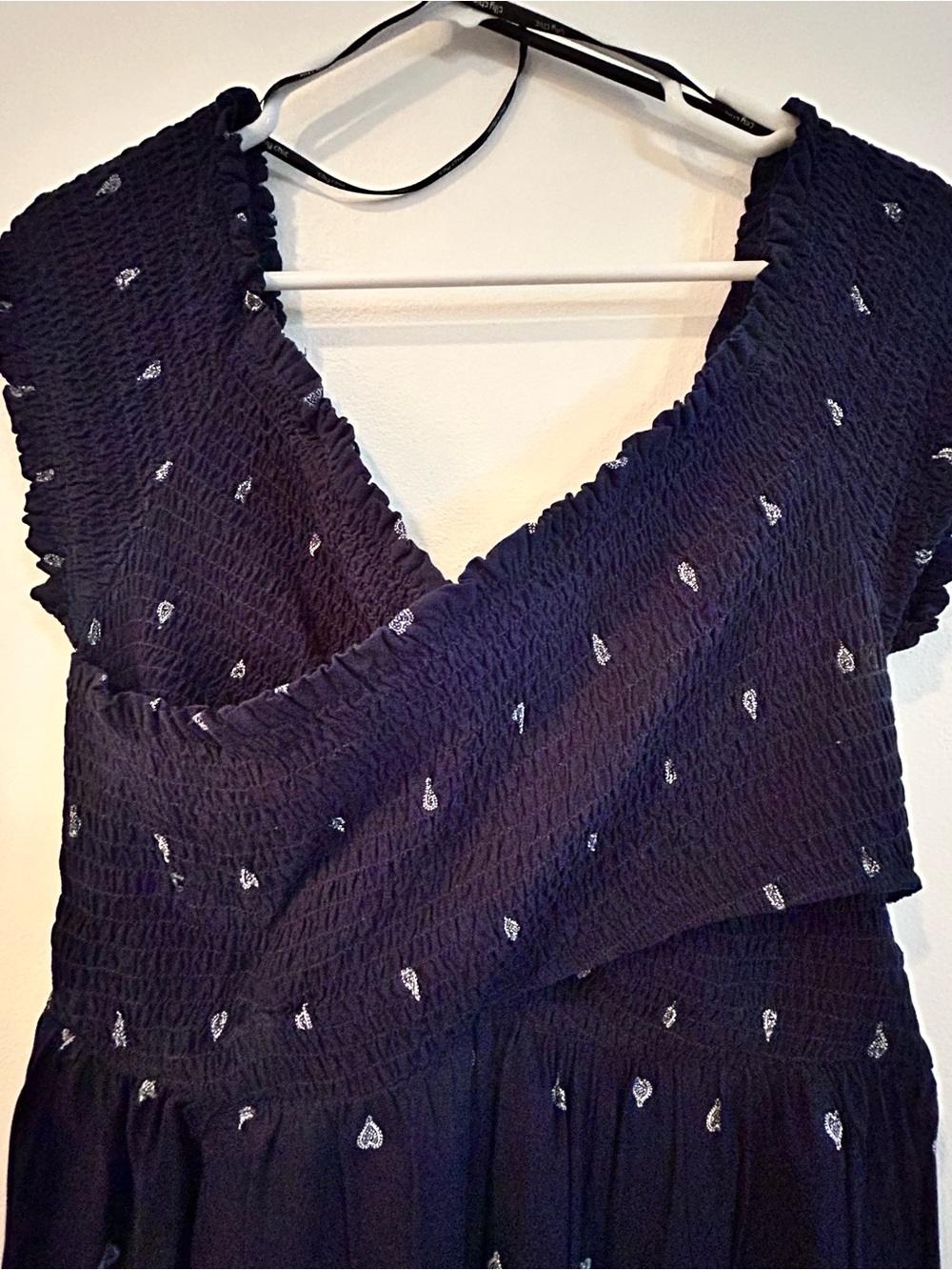 Women's Navy Blue Printed maxi dress - Picture 3 of 5